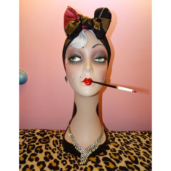 Vintage Kathie Lee Collection Extra Large Floral Scarf black roses head wrap bow - Picture 6 of 16